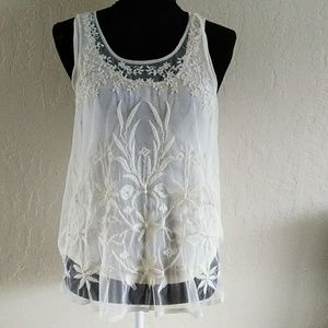 American Eagle Outfitters sheer lace layered tank
